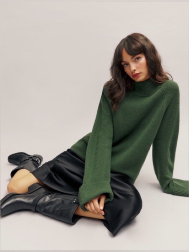 Reformation Garrett Cashmere Oversized Turtleneck Sweater